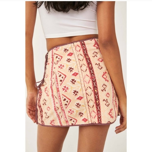 Free People Cleo Print Faux Wrap Cotton Skirt - Picture 4 of 10